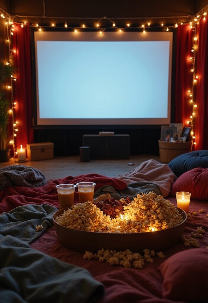 10 Cozy Nesting Party Inspirations to Make Every Guest Feel at Home! - 7. Cozy Movie Night Setup