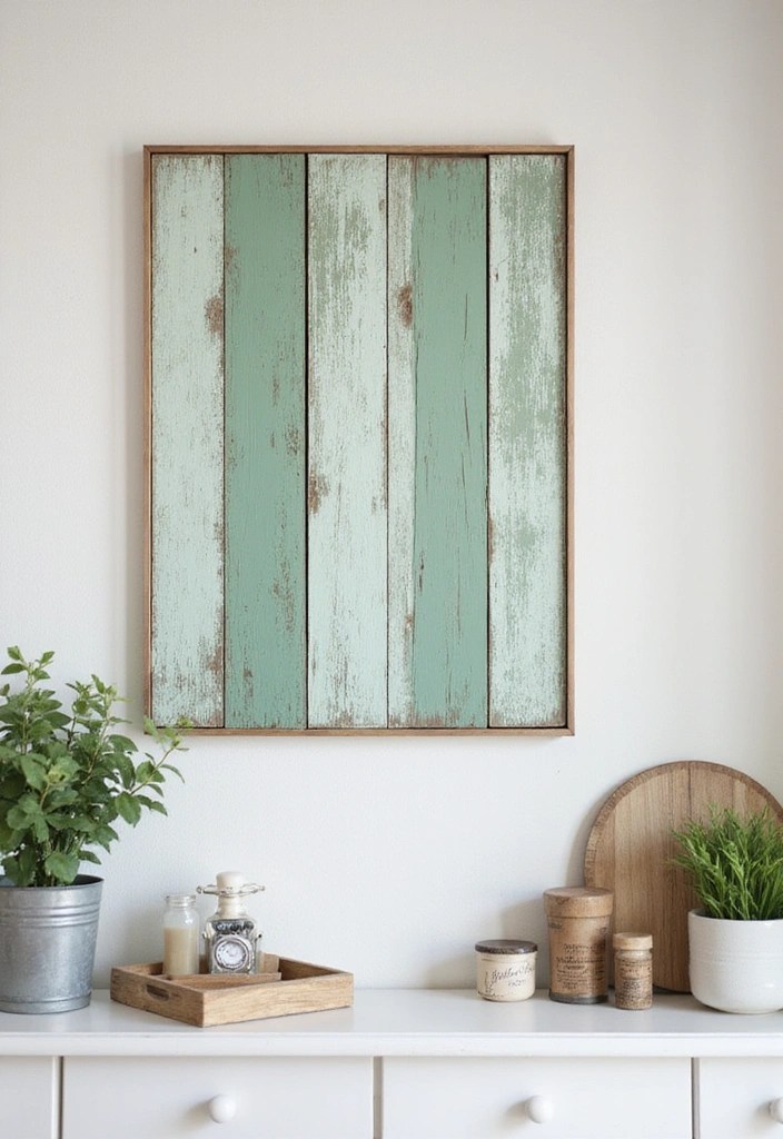 13 DIY Green Farmhouse Decor Projects That’ll Transform Your Home on a Budget! - 1. Reclaimed Wood Wall Art
