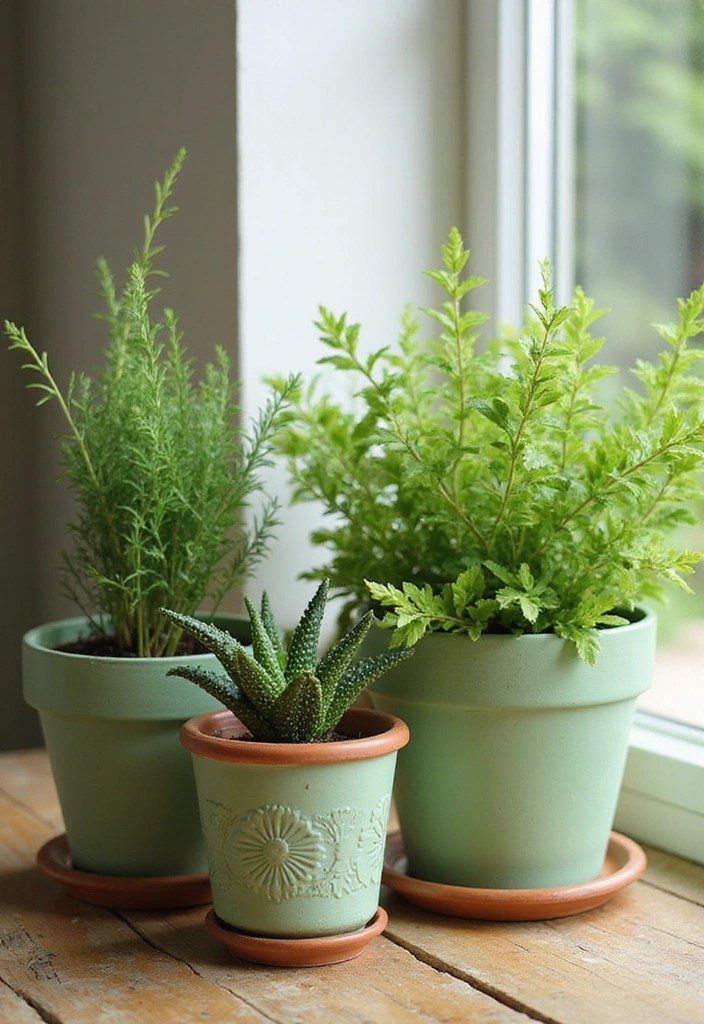 13 DIY Green Farmhouse Decor Projects That’ll Transform Your Home on a Budget! - 6. Painted Terracotta Pots