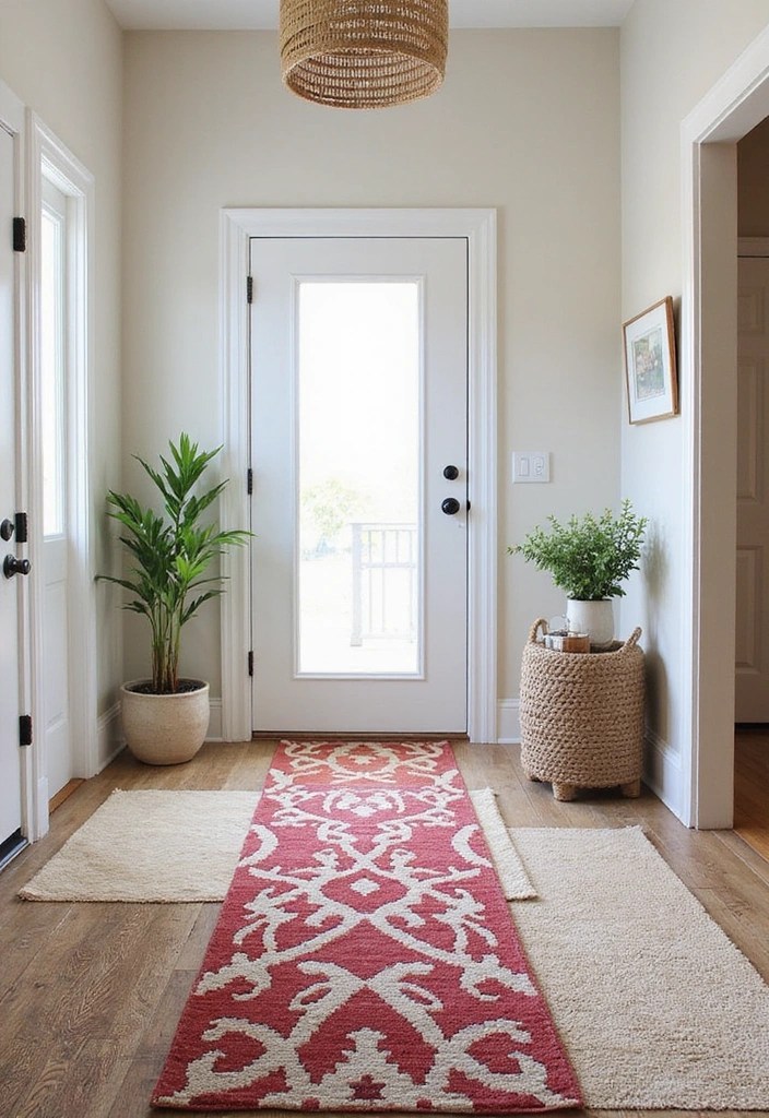 15 Minimalist Entryways That Feel Inviting - 5. Layered Rugs for Depth