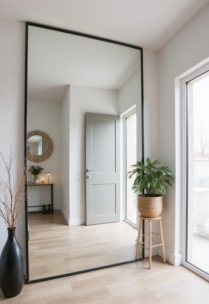 15 Minimalist Entryways That Feel Inviting - 8. Mirrors That Reflect Style