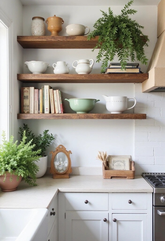 Cottagecore-Inspired Spaces That Still Feel Clean & Minimal - 11. Open Shelving with Purpose